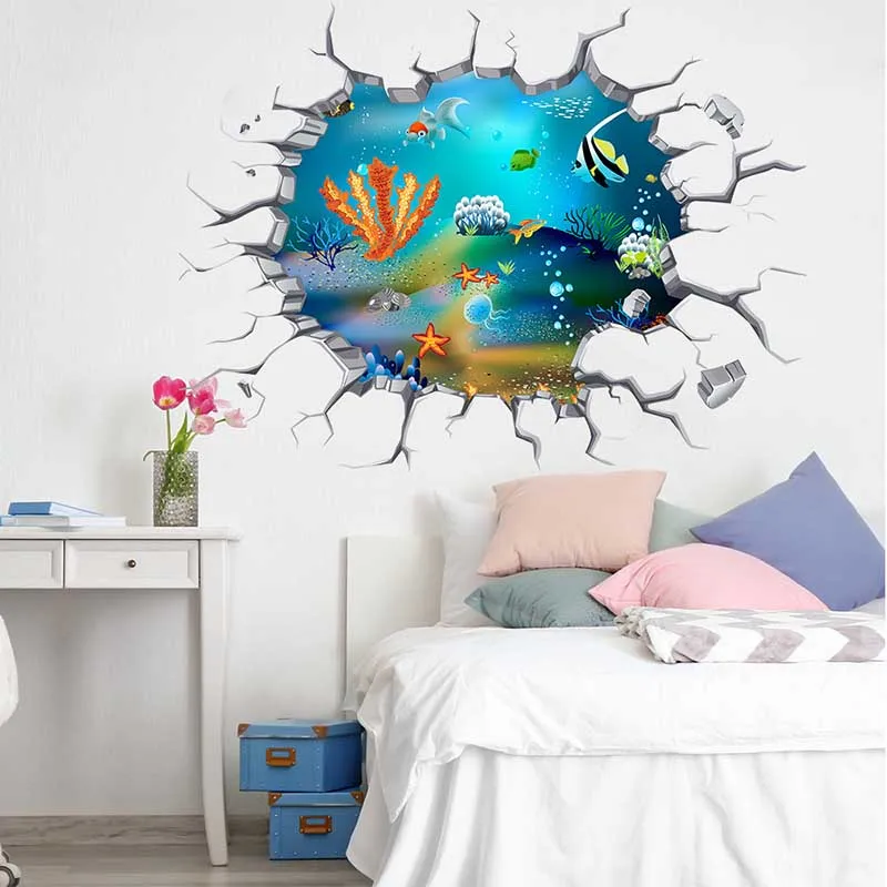 3D космическая планета галактика звезды океанический мир полноцветная настенная