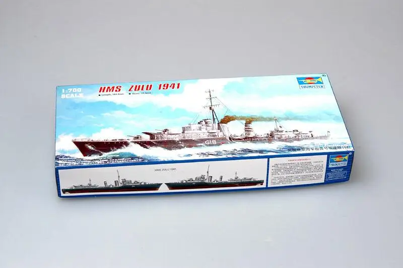 Пластиковая модель Trumpeter 05758 1/700 года Разрушитель этнического класса HMS Zulu (F18) 1941| |