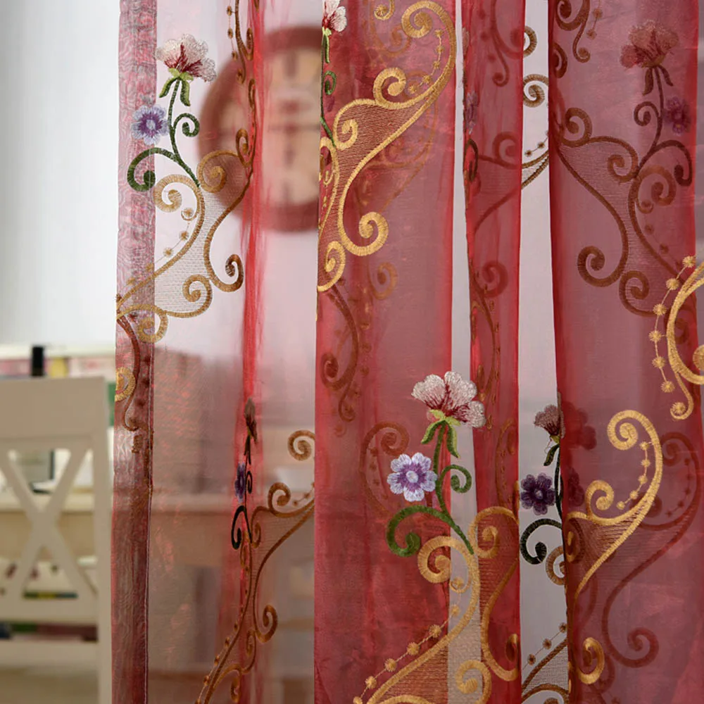Роскошные вышитые прозрачные тюлевые шторы для гостиной оконные дверные экраны