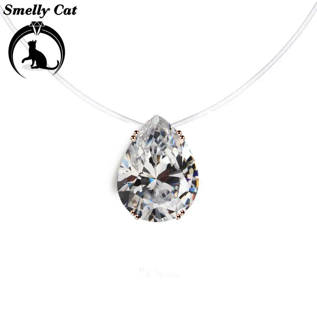 Вонючий кот новинка Русалка слеза ожерелье кулон в виде сердца прозрачная леска