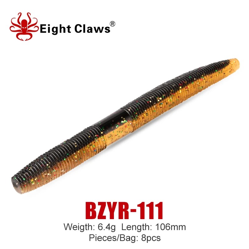 

EIGHT CLAWS 8PCS Soft Stickbait Sea Fishing Lures 106mm 6.4g Senko Worm Bait Artificial Swimbait Silicone Jigging Wobbler