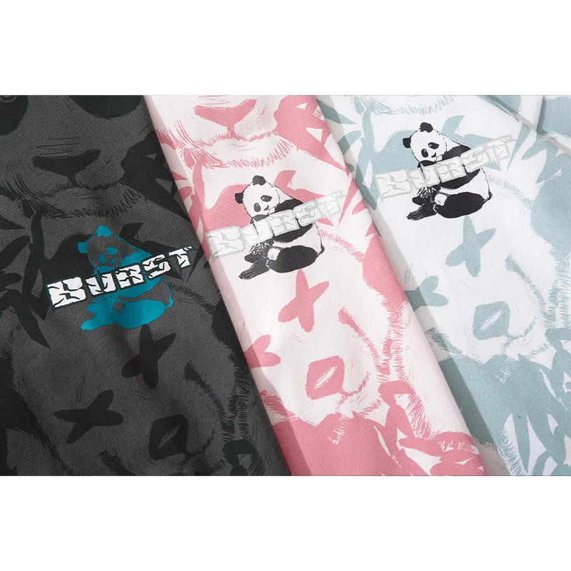 

Hip Hop Men's T-shirt Streetwear Harajuku Cartoon Oversized Print Panda Chinese Style Cotton Tshirt Women Loose Top 2021 Summer
