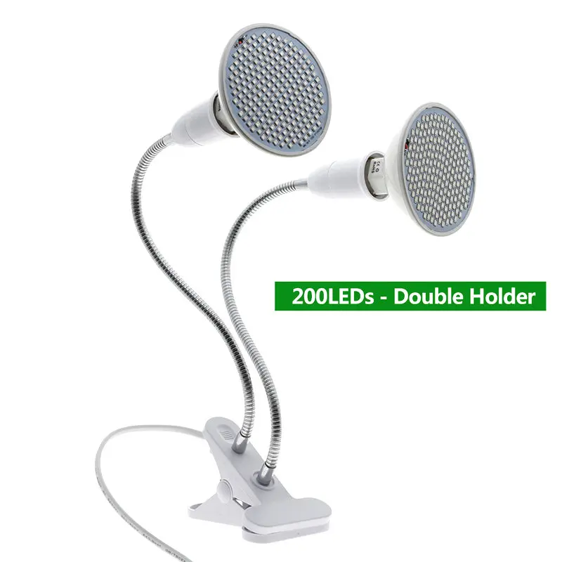 200 LEDs Double 220V Phytolamp E27 полный спектр светодиодный Grow светильник гибкий металлический шланг зажим-по выращиванию светильник s Крытый Фито лампы для растений, цветы - Испускаемый цвет: 200 LEDs Double
