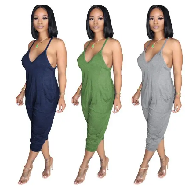 Женский драпированный комбинезон на бретелях спагетти без рукавов с