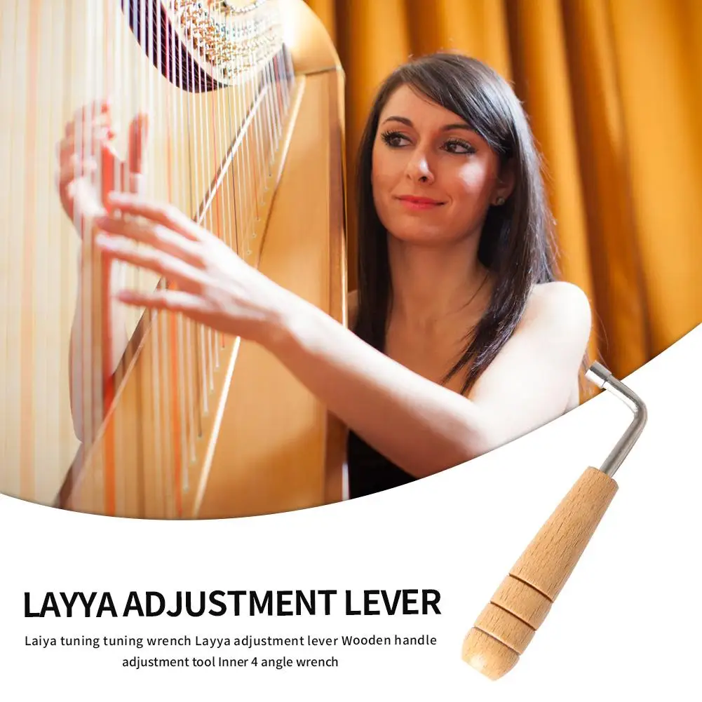 

Hot Sale Lyre Harp Tuning Wrench Classic Lyre Harp Tuning Wrench Tuner Wooden Handle Adjustment Tool Inner 4 Angle Wrench