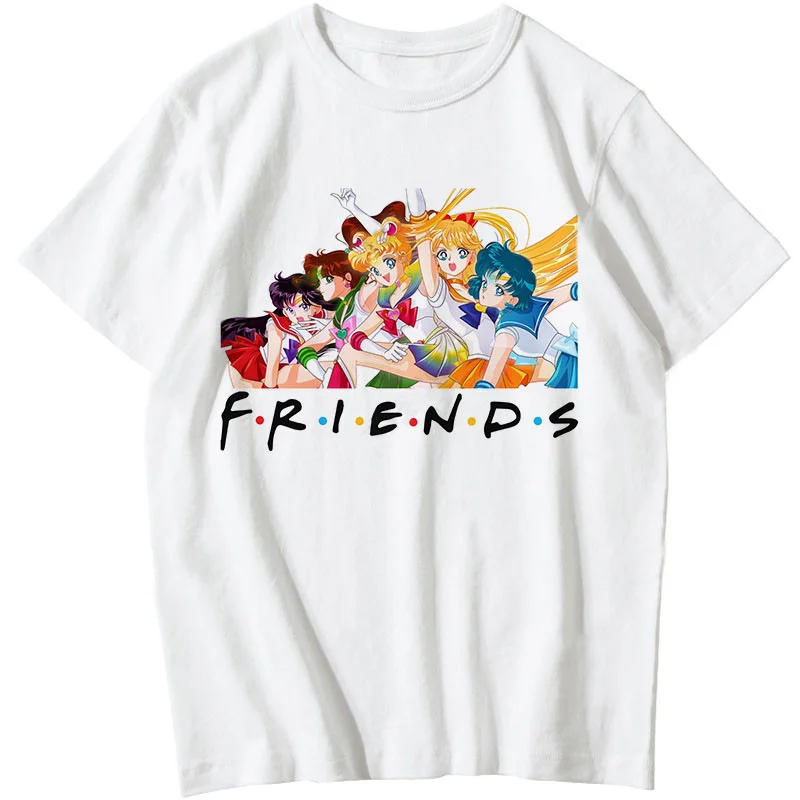 

Sailor Moon 90s Friends T Shirt Harajuku Women Clothes Tshirt Aesthetic Vintage Cat Anime Cute Female T-shirt Cute Tee Ullzang