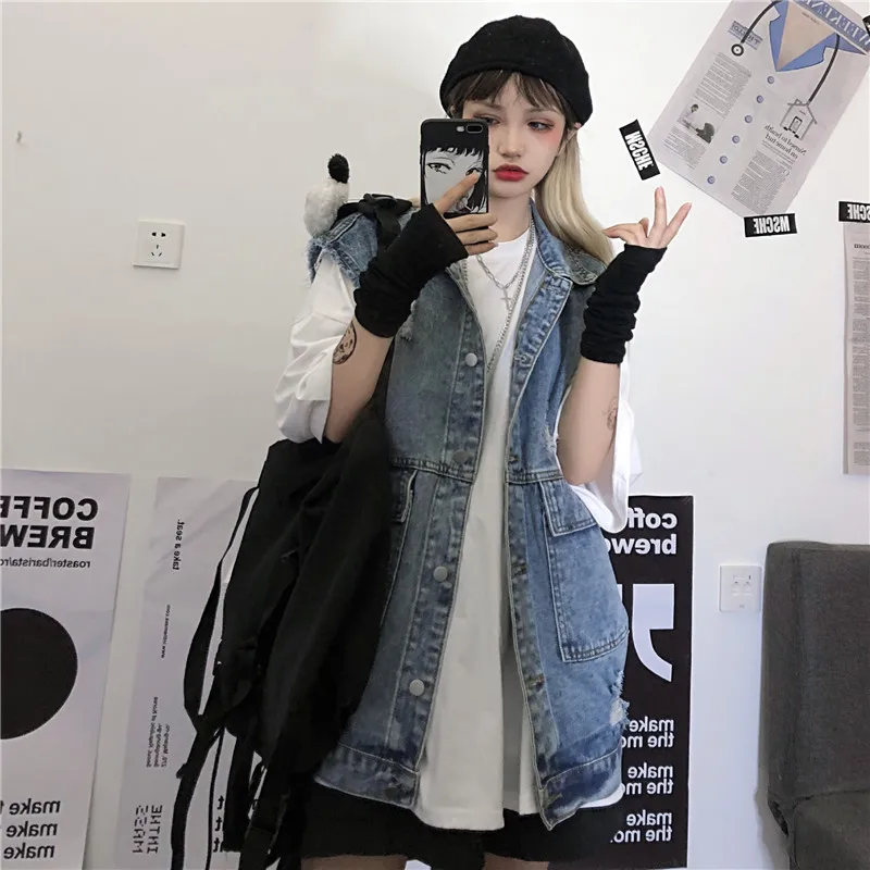 Женская джинсовая куртка винтажная синяя свободная универсальная уличная