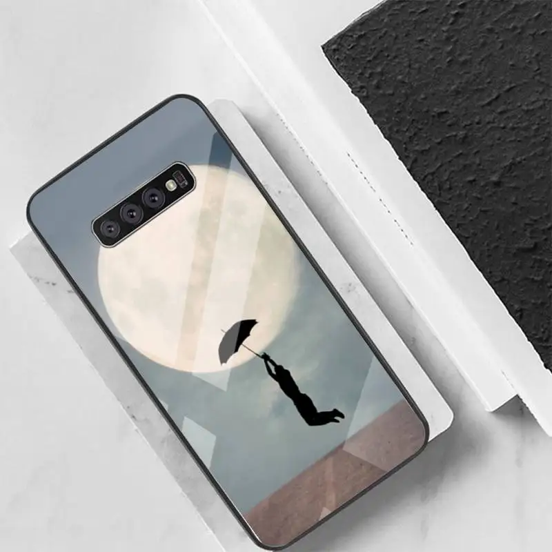 

Moon at night Phone Case Back Cover For Samsung Cases S20 Plus S10 NOTE 8 9 10 10PRO Tempered Glass Soft Silicone Edge