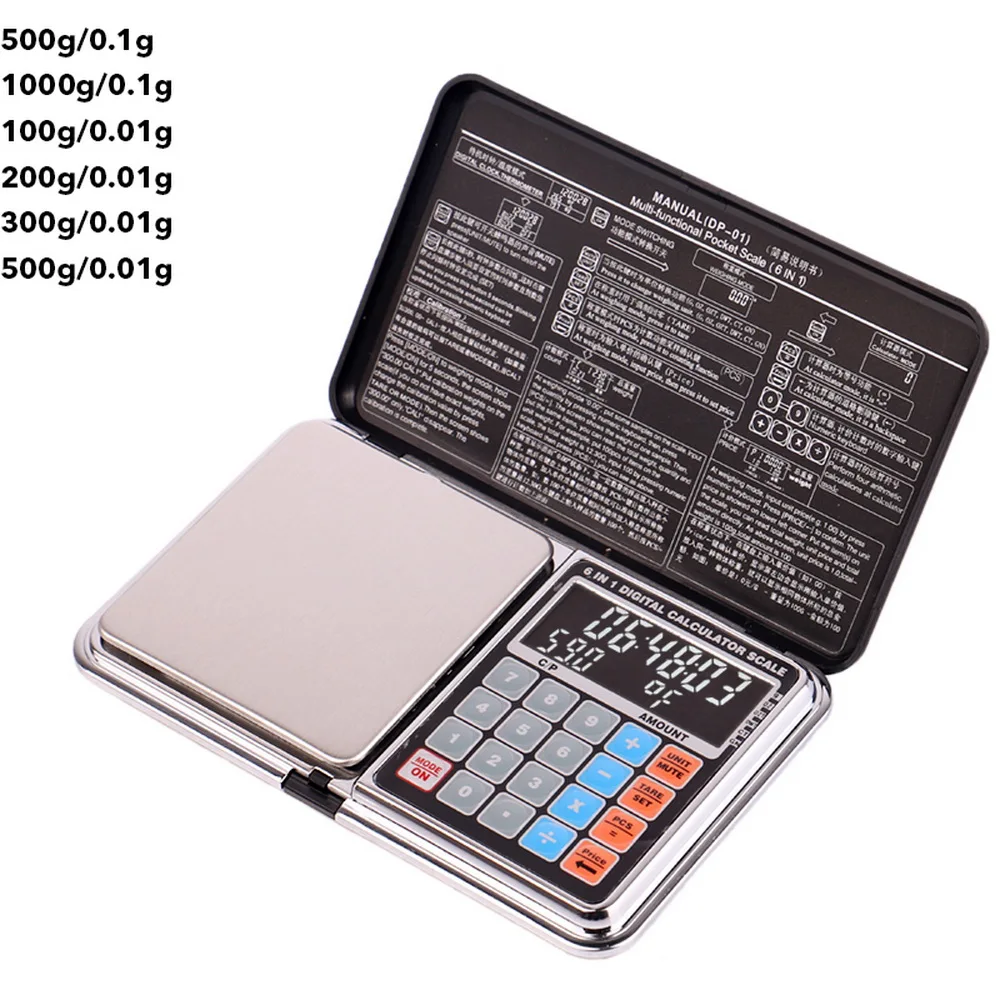Многофункциональные цифровые карманные мини весы с ЖК дисплеем 100/200/300/500/1000 г 0 01/0