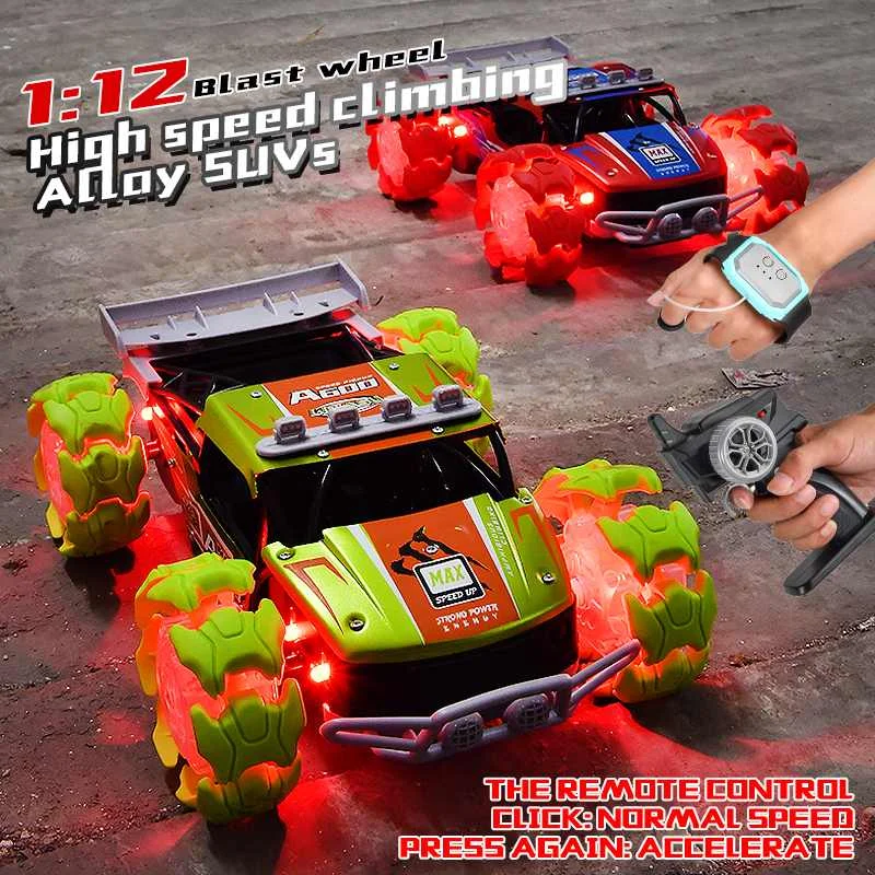 Coche todoterreno teledirigido RC 4WD, escala 1:12, 2,4G, rueda explosiva de alta velocidad, Control de pistola &uacute;nica/Dual, aleaci&oacute;n, RTR, modelos de veh&iacute;culos, juguetes para ni&ntilde;os-2