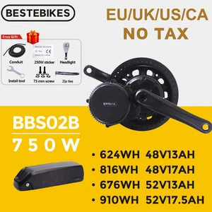 Bafang двигатель BBS02B BBS02 48V 750W мотор среднего привода 8fun Электрический велосипед комплект для преобразования двигателя 52V17.5Ah 20Ah литиевая батарея