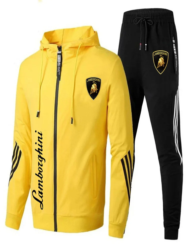 

2021 Fashion Spring Autumn Men's Sets With Zipper Coat + Pants Two Pieces Casual Tracksuit Hot Male Sports Clothing Gym Sweat