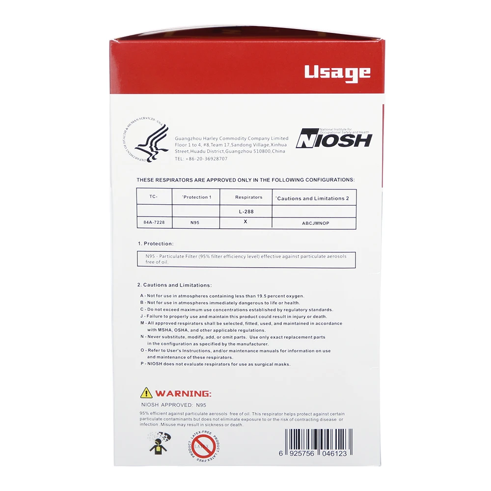 20 шт. маски N95 с одобрением NIOSH защитный респиратор Пылезащитная маска для лица