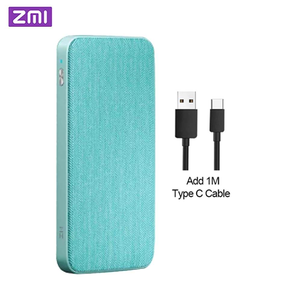 add type c cable ZMI 10000mAh power Bank QC3.0 PD type-C PD Двусторонняя Быстрая зарядка 18 Вт внешняя батарея для мобильных телефонов Mi 9 iPhone - Цвет: add type c cable