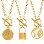 Женский Готический висячий замок, колье из нержавеющей стали золотого цвета в форме сердца, подарочное колье в стиле бохо