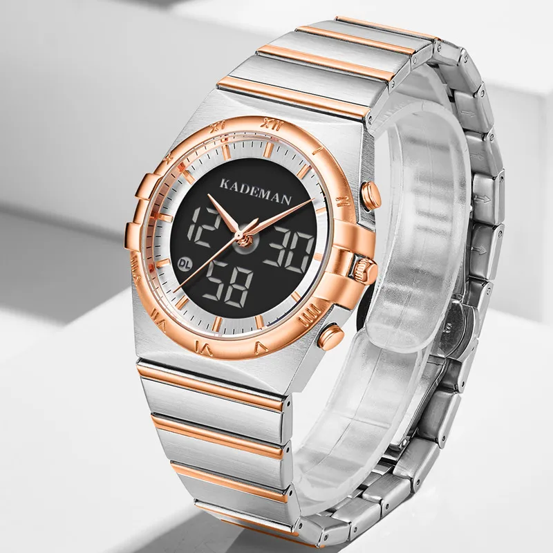 Famous Brand Business Men Watches Luxury Design TOP Quality LED Digital Quartz Wristwatch KADEMAN New Fashion Male Clock Relogio