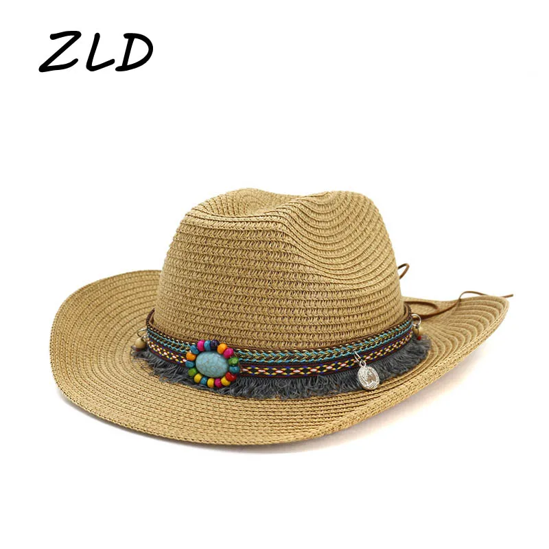 Соломенная шляпа в Западном ковбойском стиле плетеная ручной работы этническом