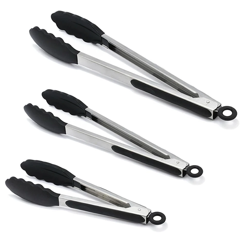 Кухонные силиконовые щипцы для барбекю антипригарный зажим из нержавеющей стали