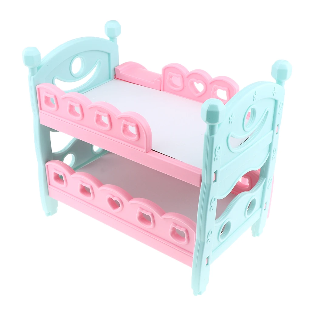 

Dollhouse Miniature ABS Bunk Bed Double-Decker Assembly Furniture Playset For