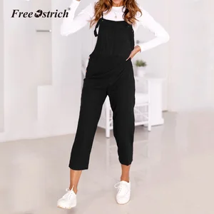 Свободный Летний комбинезон со страусом, на пуговицах, с открытой спиной