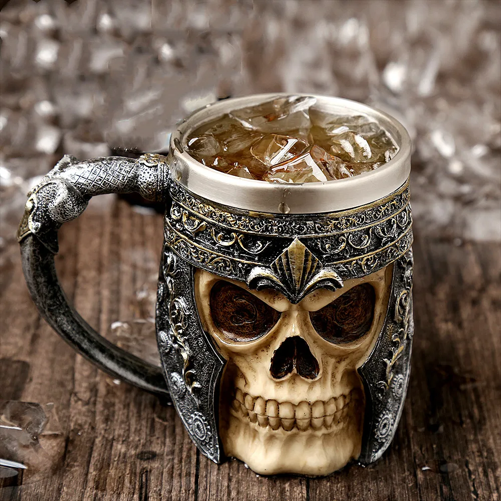 Креативная Коктейльная чашка с черепом на шлем кружка из нержавеющей стали