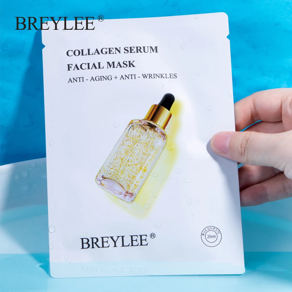 BREYLEE маска для лица коллагеновая 24K Золотая Сыворотка увлажняющая против