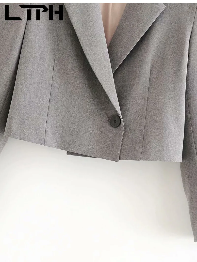 LTPH-Chaqueta corta de estilo inglés para mujer, abrigo de traje de manga larga informal, color gris, de alta calidad, a la moda, Primavera, 2021