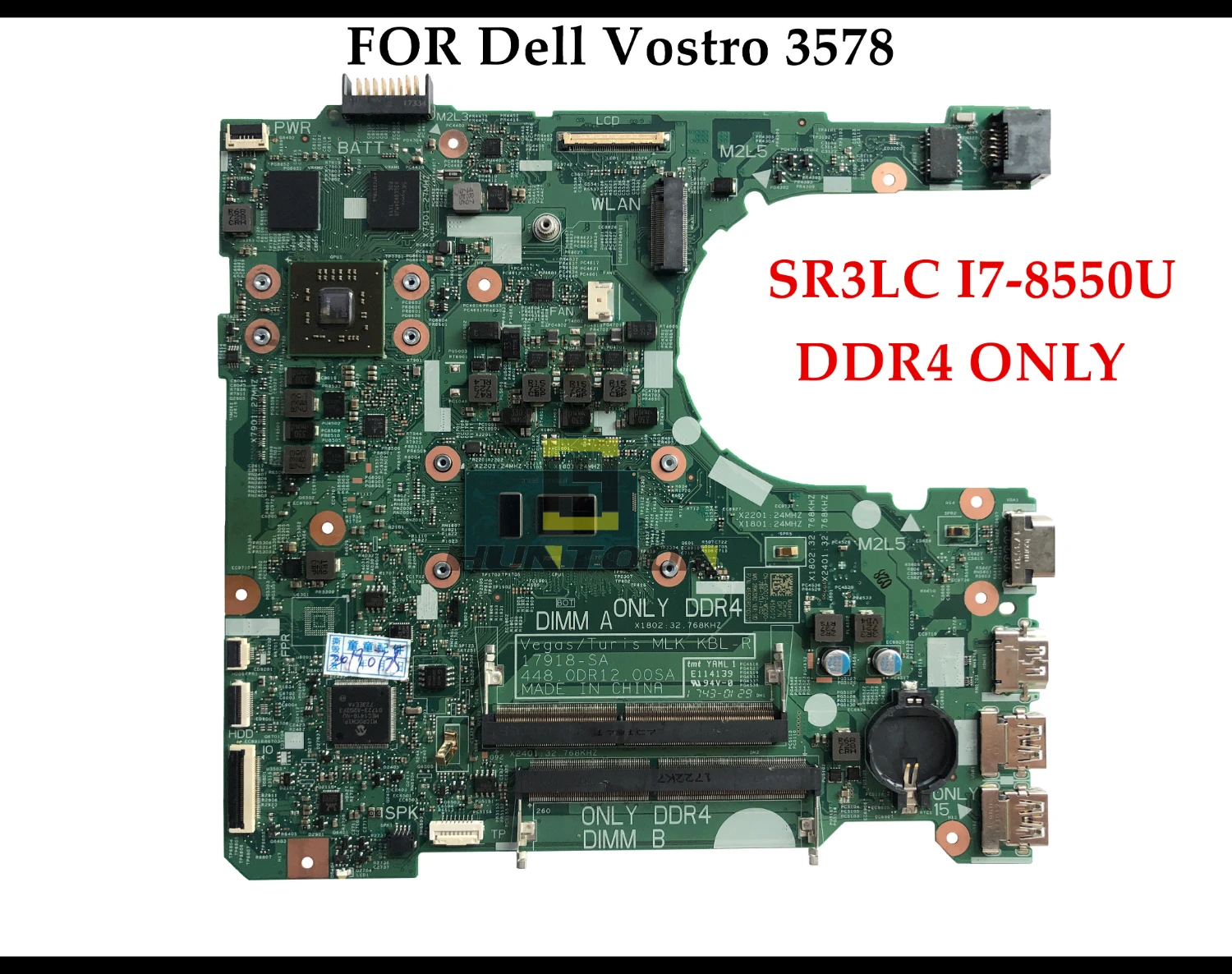 Материнская плата для ноутбука Dell Vostro 3578 448.0DR12.00SA SR3LC CN 45DG12 DDR4 RAM R5 M435 2 Гб полностью