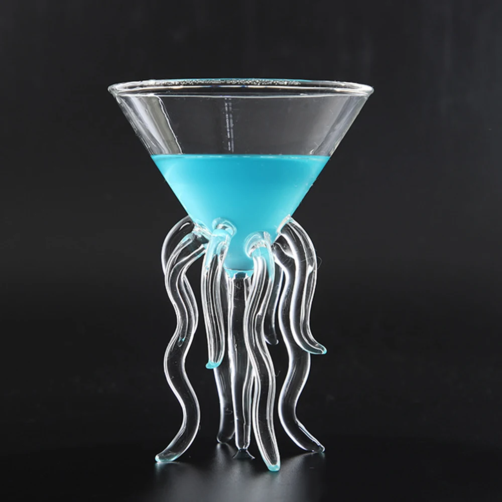 

100ML Creative Octopus Cocktail Glass Transparent Jellyfish Glass Cup Juice Glass Goblet Conical Wine Champagne Glass