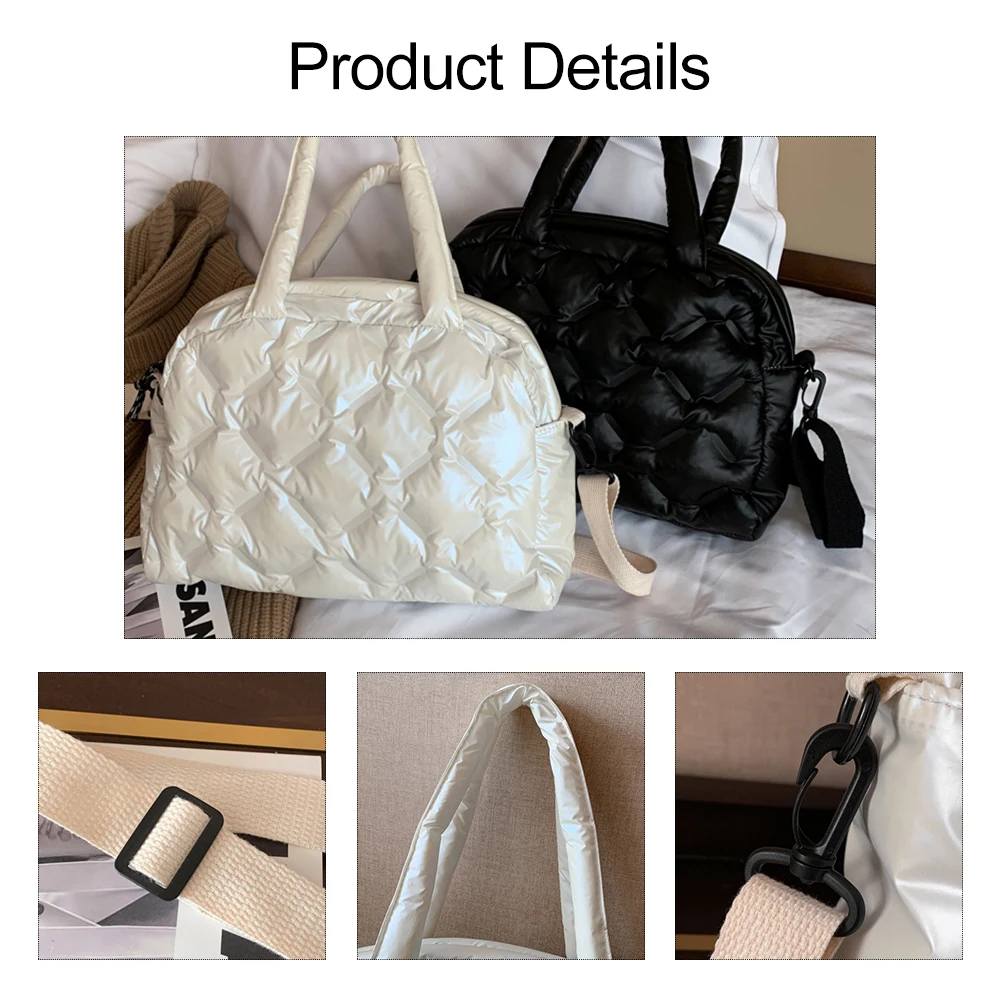 Luxury Designer Women Down Handbag Cotton Duvet Nylon Padded Shopper Winter Quilted Female Shoulder Crossbody Bag Purse 2022