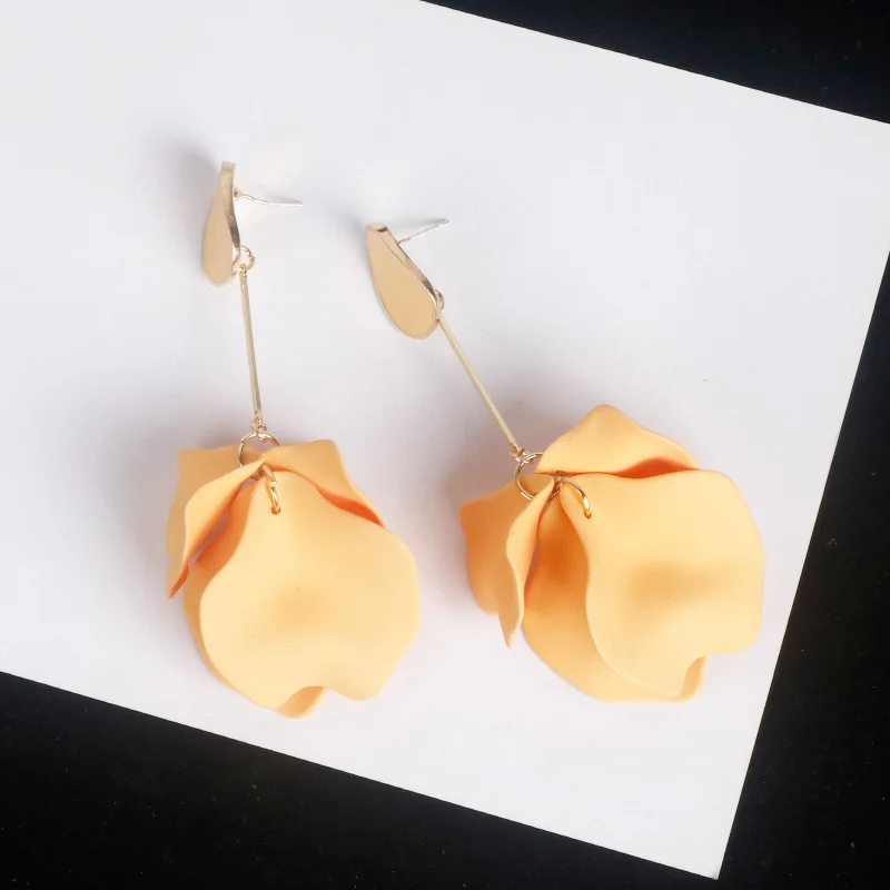 Aretes de mujer, современный стиль, дизайн, большие красные лепестки роз, серьги с кисточками, тренд, темперамент, летние корейские серьги для женщин