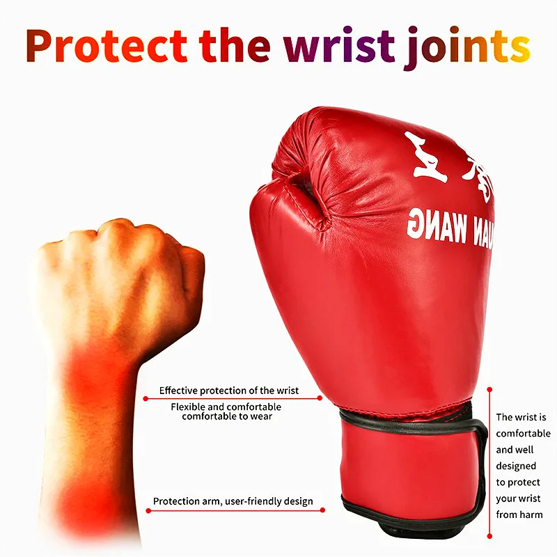

Fight Adults MMA Red Women Boxing PU Gloves Sanda Thai Professional Gloves Men Karate Muay Kick Training Free Boxing Equipment K