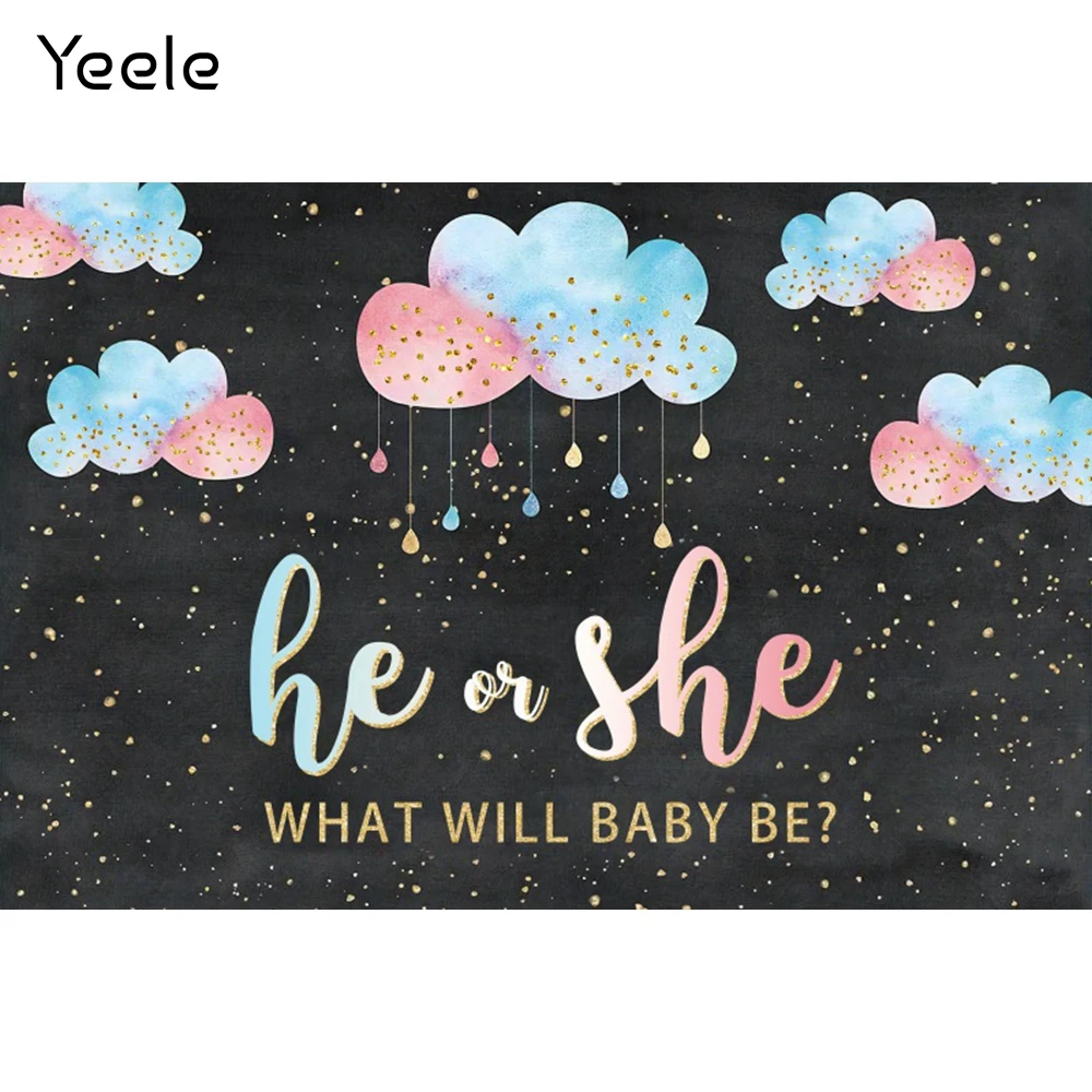 

Yeele Gender Reveal He Or She Photography Backdrop Party Decor Photographic Clouds Spots Photocall Background Photo Studio