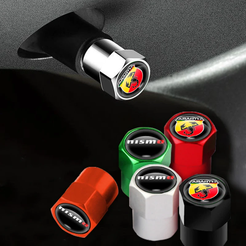 

4pcs Metal Wheel Tire Valve Caps Tyre Rim StemCovers Accessories For Abarth Fiat Ducato 500 500L 124 Spider Coupe Panda Doblo