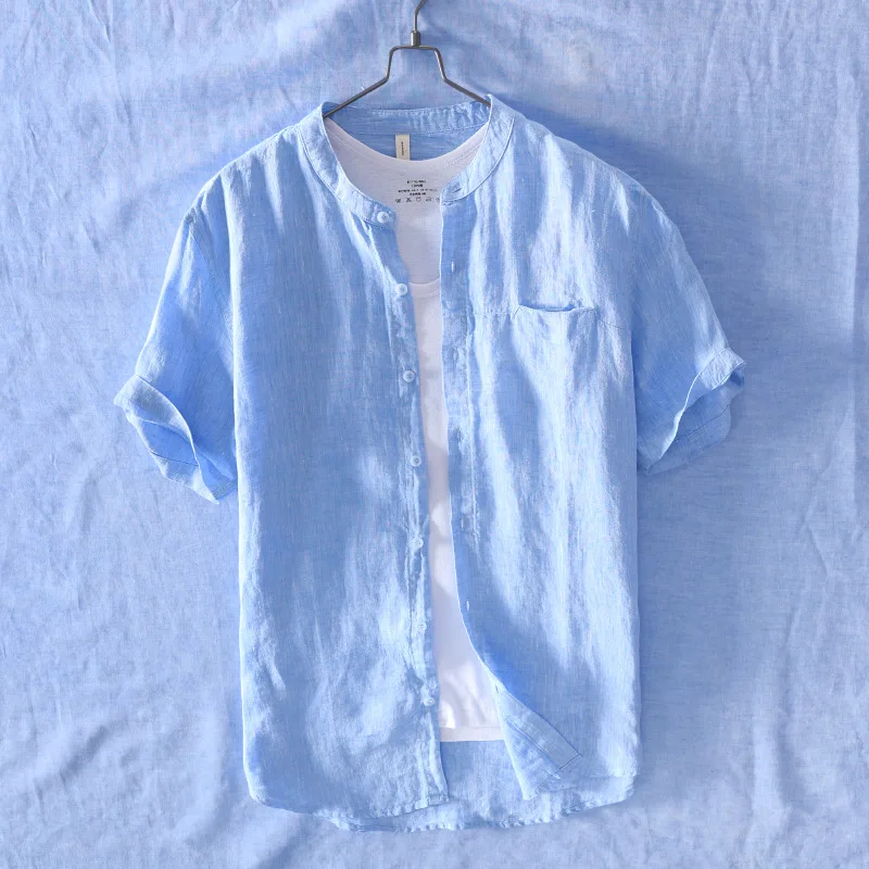 

Летняя Новинка 2020 года; Льняная сорочка с коротким рукавом; Homme