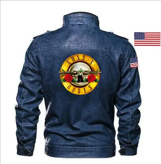Кожаная куртка Goatskin Guns N'Roses тонкая кожаная мужская рок группы брендовая одежда +