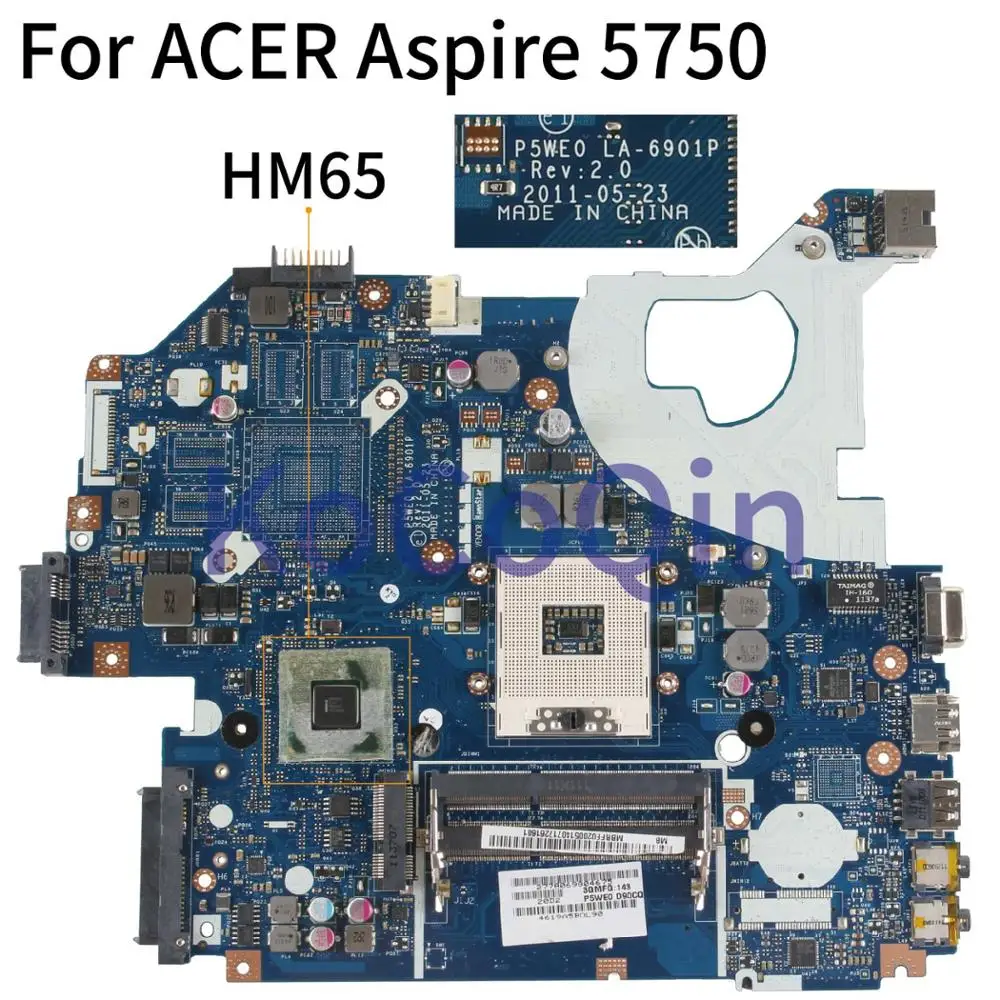 KoCoQin материнская плата для ноутбука ACER Aspire 5750 5750G P5WE0 LA 6901P MBRFF02005 HM65|Материнские