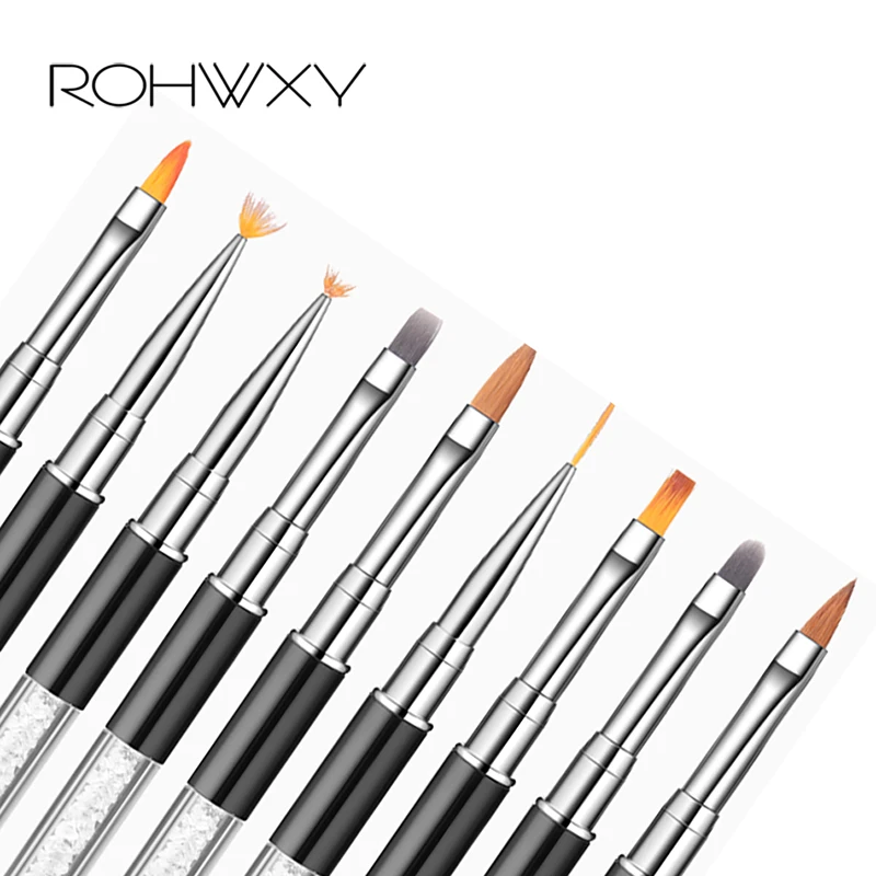 ROHWXY Новая кисть для маникюра, ручка для рисования, кристальная акриловая ручка, инструмент для дизайна ногтей, для цветочной линии, сетка, французский дизайн, сделай сам