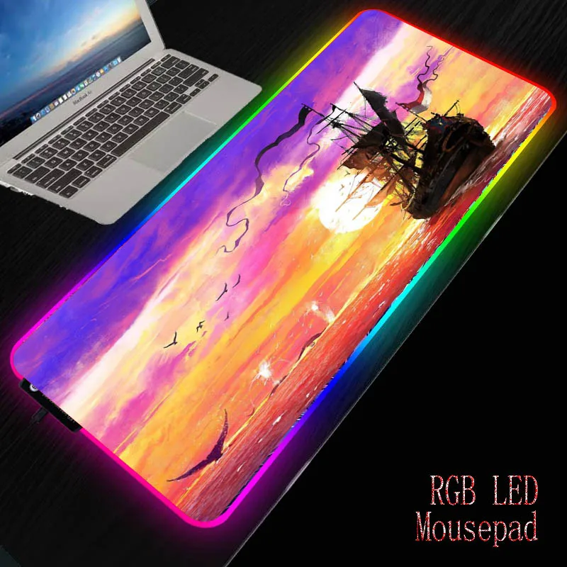 

MRGBEST Sunset Sailor Ship Mouse Pad Gamer Computer Anti-slip with Locking Edge Mousepad Natural Keyboard Desk Mat Game Office