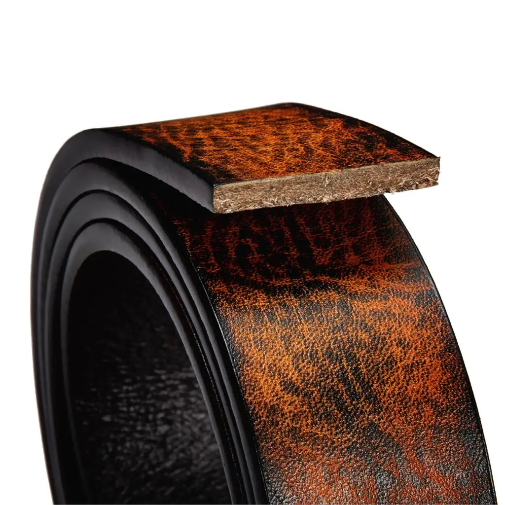 

Hi-Tie Tan Orange Brown Genuine Leather Mens Belts for Men Sports Car Model Automatic Buckles Ratchet Dress Jeans Waist Straps