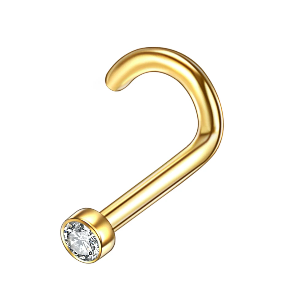 1Pc G23 Titanium Crystal Gem Nose Stud Piercing 18G 20G Screw Nazir Nostril Earring Ring CZ Body Jewelry | Украшения и аксессуары