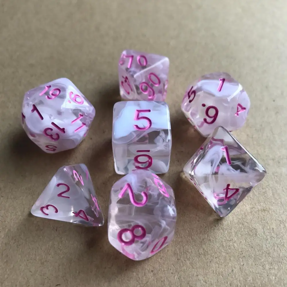 7 шт./компл. многогранные кости d & d4 d6 d8 d10 % d12 d20 TRPG игры Набор Игральный костей