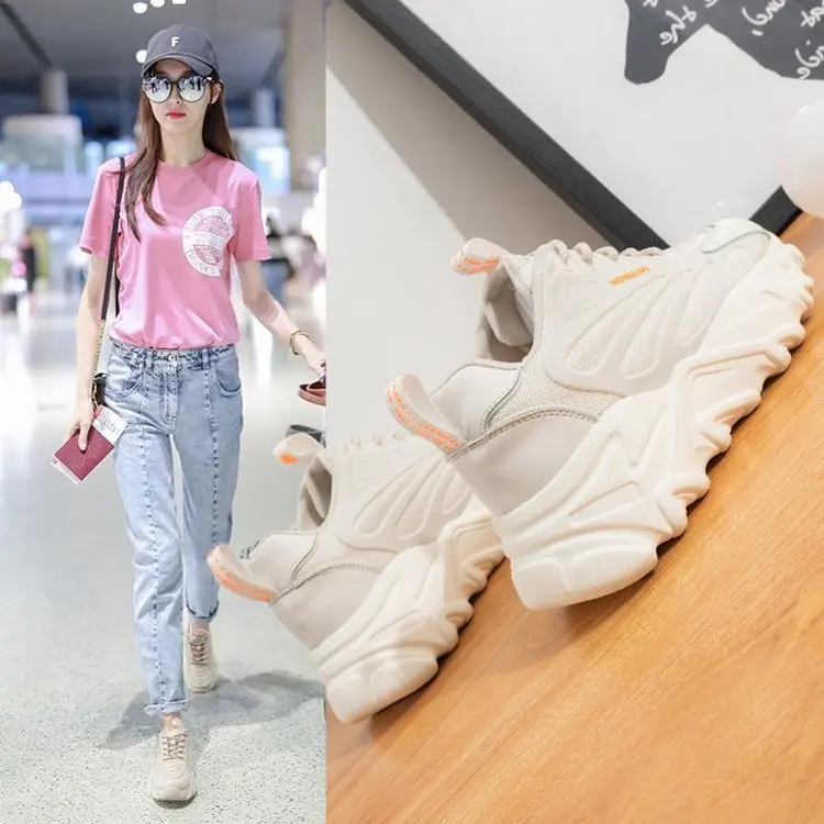 

2021 New Casual Shoes Women Chunky Sneakers Fashion Shoes for Women Spring Black Shoes Platform Sneaker Vulcanize Shoes