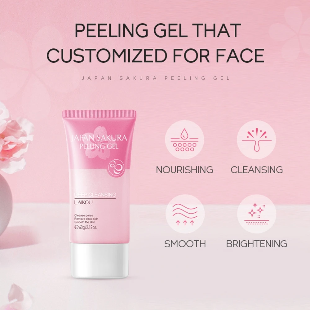 

60g Sakura Horny Gel Facial Exfoliating Scrub Cleansing Pores Rubbing Mud Treasure Facial Skin Care Products