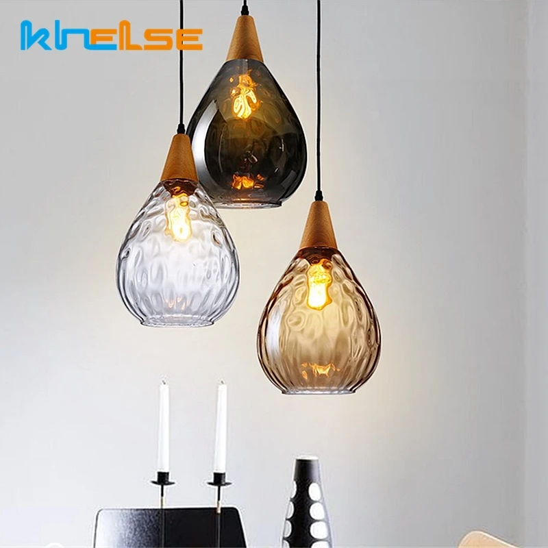 Современные светодиодсветодиодный стеклянные подвесные лампы E27 в стиле лофт