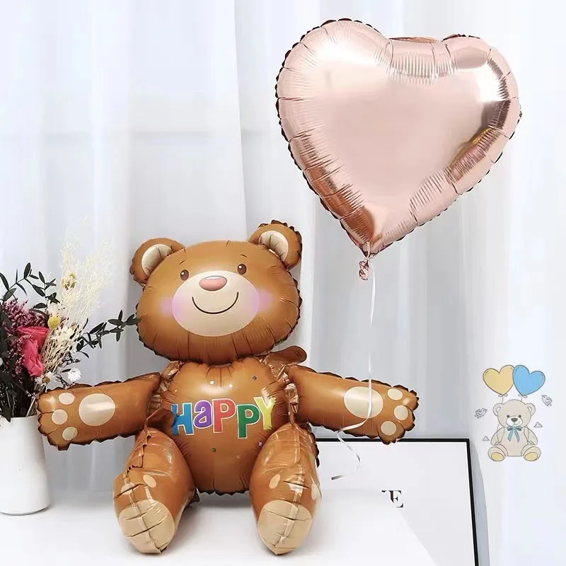 

Love Heart Bear Foil Balloons Happy Birthday Valentine’s Day Party Decor Air Helium Globos Wedding Decorations Kids Toys Balloon
