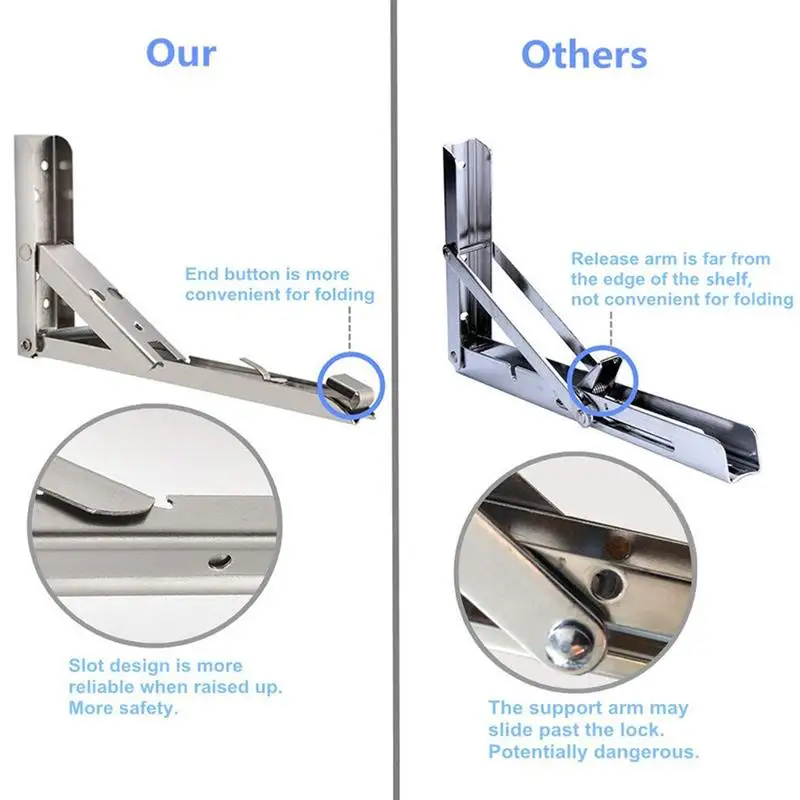 Сверхпрочная полированная Складная полка из нержавеющей стали настольная или