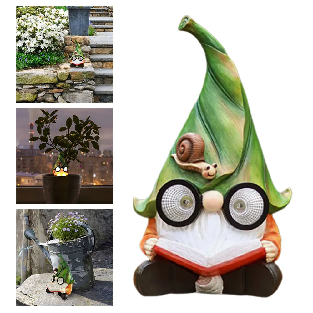 

Solar Resin Gnome Statue Garden Dwarf Figurine Ornaments Corrosion Resistant Craft DIY Bonsai Decor Desk Outdoor Garden Decor