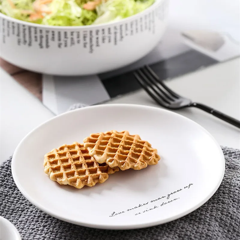 Креативная белая обеденная тарелка керамическая с английским алфавитом набор