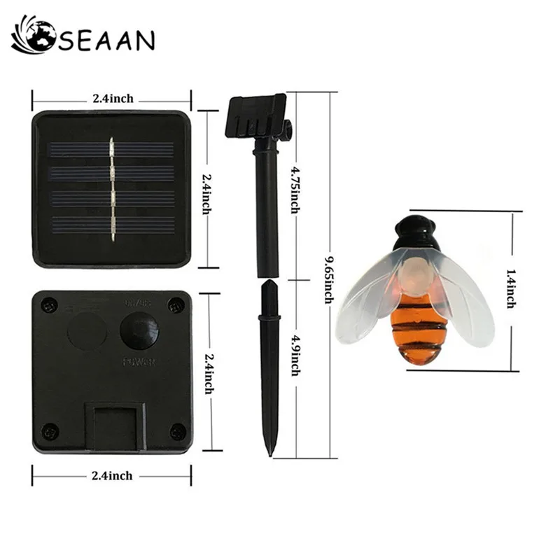 20 шт. светодиодный солнечный свет пчелы 5 м Рождественские огни мигающие на